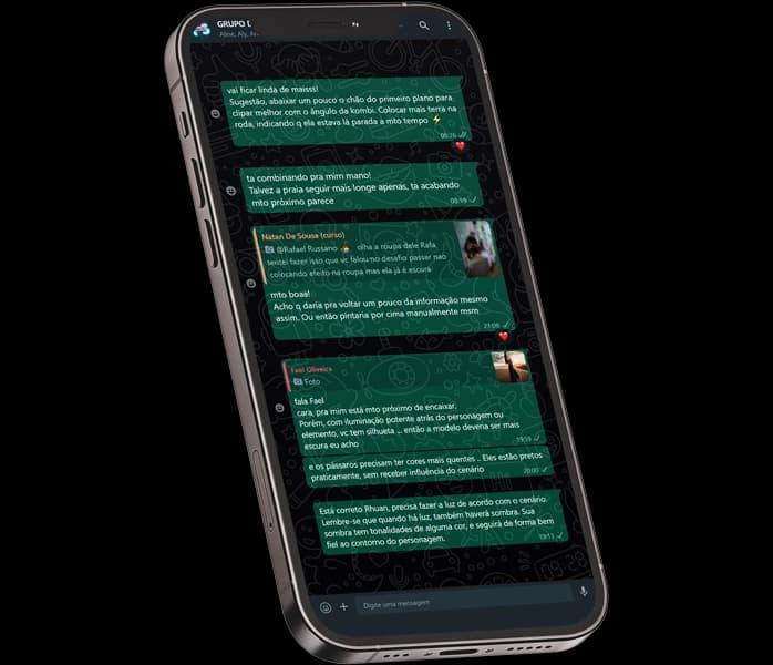 Conversa do grupo de alunos no WhatsApp
